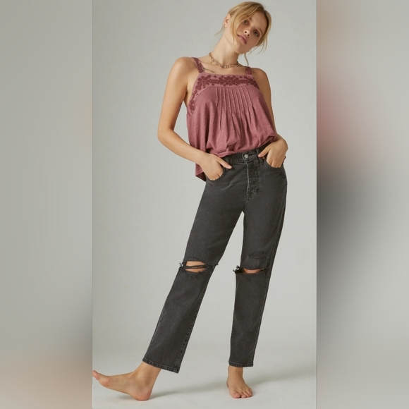 ❤️ NWT! LUCKY BRAND 90'S LOOSE HIGH RISE STRAIGHT LEG DISTRESSED JEANS, 0 (25) - Picture 1 of 13